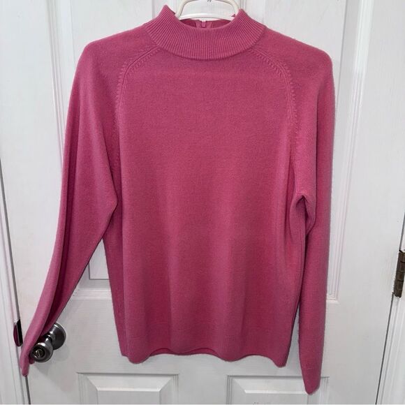 Hannah Career Pink Mock neck super soft sweater with zipper in back. - Picture 1 of 11